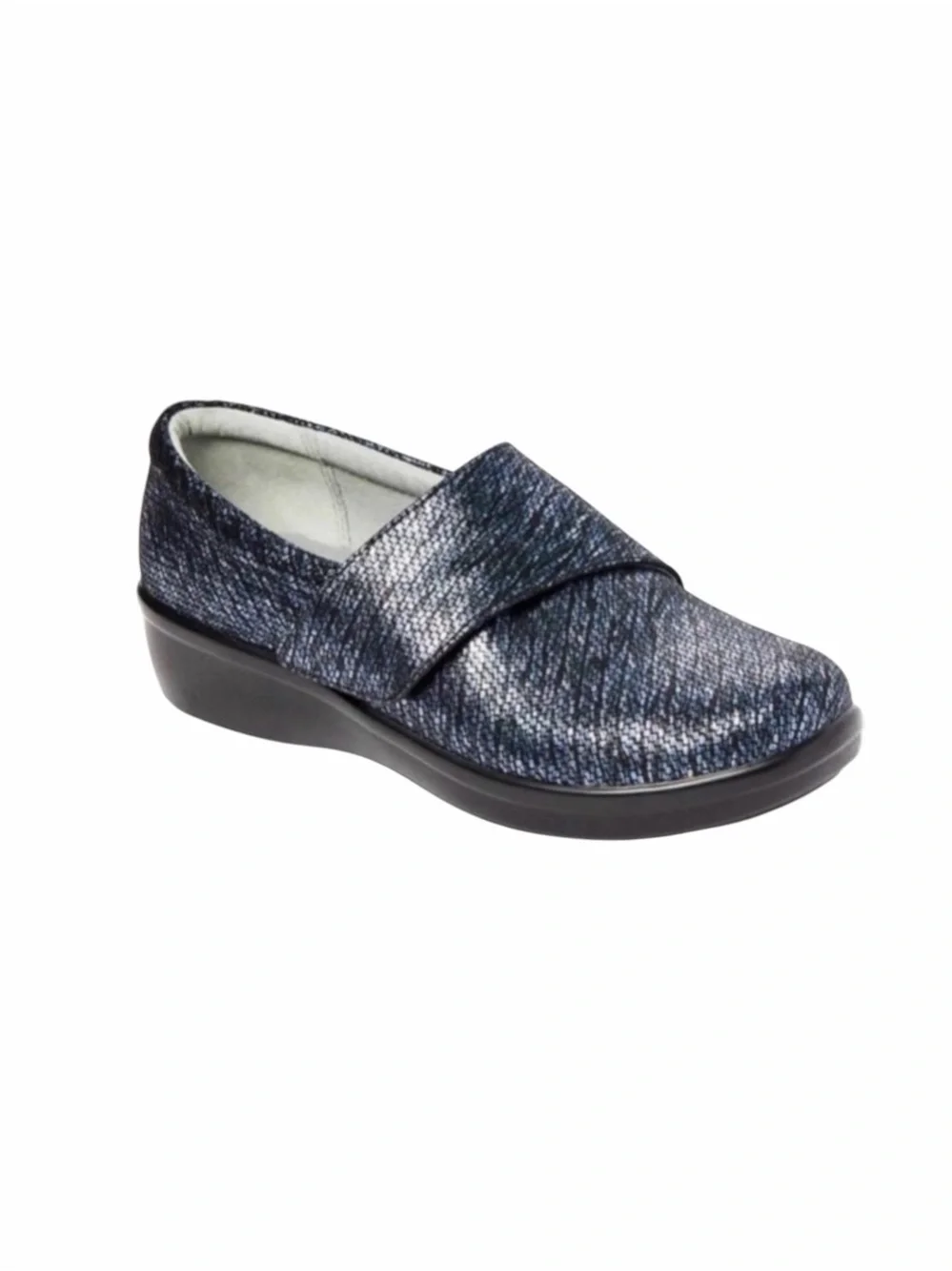 Alegria Lauryn Metallic Comfort Slip On Loafers Blue EU 37 Wide NWOB Healthcare